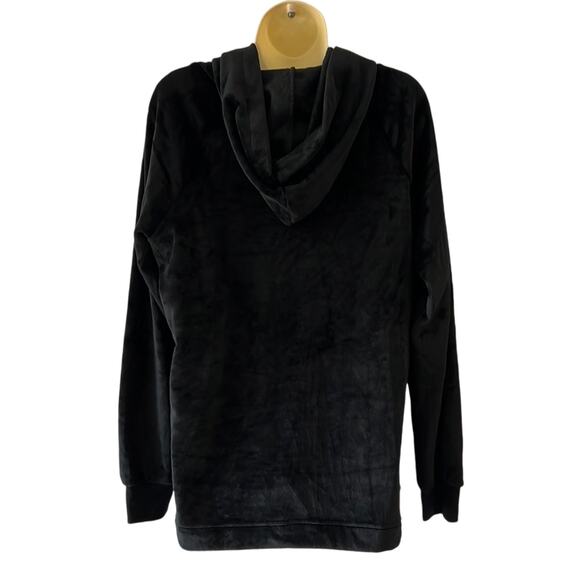 Black Velour Plush Hooded Pullover Top Woman Size Medium NWT - Picture 3 of 10